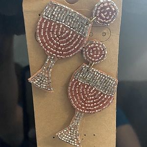Rose Gold Champagne Wine Seed Bead Boozy Earrings